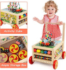 Wooden Activity Cube 7-in-1 Montessori Toys for 1+ Year Old Boys Girls Educational Learning Toys for Toddlers Age 1-2 One Year Old First Birthday Gift Bead Maze Magnetic Trains Track Shape Sorter by TinyTreasures Baby Boutique