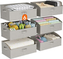 Lifewit Storage Baskets for Shelves, 6 Packs Non-woven Fabric Trapezoid Closet Organizer Bins with Handles, Foldable Clothing Containers Box for Clothes, Toy, Towel, Book, DVD, Hats, Large-Light Grey by TinyTreasures Baby Boutique
