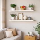 BGMG Wood Floating Shelves 36 inch Long, Wide Rustic Wooden Wall Shelves for Bathroom Living Room Bedroom Kitchen Farmhouse Set of 2-36x6.7x1.25 inch-White by CozyNest Decor