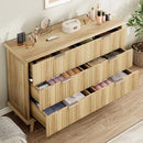 QUW Fluted Dresser for Bedroom with 6 Drawers, 47.2" Wide Modern Chest of Drawers with Metal Handle, Wooden Dresser TV Stand and Closet Clothes Storage Organizer for Living Room, Hallway, Natural Oak by CozyNest Decor
