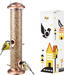 iBorn Metal Bird Feeders Metal Bird Feeder Copper for Outdoors Hanging All Metal Copper Finishing 14 Inch 4Port(Seed is not Included) by CozyNest Decor
