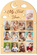 R HORSE My First Year Photo Frame Board - 3D Star Baby First Year Picture Frame 12 Months Milestone Photo Display Wood Board Baby Keepsake 1st Birthday Nursery Decor Gift for Boy Girl by TinyTreasures Baby Boutique