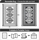 Waterproof Outdoor Rug 6x9ft, Reversible Plastic Straw Mat Rugs for Patio RV Deck Porch Backyard Balcony Camping Picnic Beach Indoor Outdoor Carpet, Black&White by CozyNest Decor