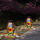 Solar Lanterns Outdoor Hanging Light - Sunflower Dragonfly Solar Powered LED Glass Lights Decorative Waterproof Tabletop Lamp with Hollowed-Out Design for Yard Table Patio Garden Pathway Holiday by GreenHaven Gardens