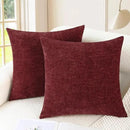 CaliTime Throw Pillow Covers Decorative 26 X 26 Inches Pack of 2 Cozy Chenille Cushion Cases for Couch Sofa Bed Living Room Home Burgundy by CozyNest Decor