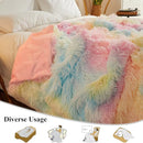 XeGe Plush Faux Fur Rainbow Throw, Tie Dye 50x60 Shaggy Furry Blanket, Fluffy Microfiber Velvet Couch Throw, Soft Colorful Fuzzy Lap Blanket for Girls Teens Women Kid Rainbow Print by CozyNest Decor