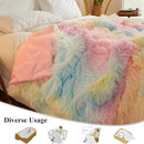 XeGe Luxury Faux Fur Blanket, Rainbow Soft Big Fluffy Throw, Shaggy Plush Decorative Couch Throw, Cute Furry Fuzzy Blanket for Bed Bedroom Living Room Rainbow, 60x90 by CozyNest Decor