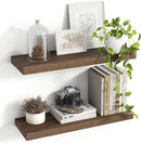24 Inch Floating Shelves, 8 Inch Deep Floating Shelves for Wall, Hanging Shelf with Invisible Brackets, Deep Shelves for Bathroom, Bedroom, Living Room, Walnut, Set of 2 by CozyNest Decor