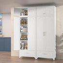Kitchen Cabinet, 90" Tall Metal Pantry Cabinet, Freestanding Cupboards with One Drawer, Food Storage Cabinets for Dining, Living Room, White, 16" D x 32" W x 90" H, Assembly Required by CozyNest Decor