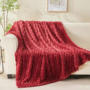 NEWCOSPLAY Super Soft Queen Blanket Red Premium Silky Flannel Fleece 3D Clouds Stylish Jacquard Lightweight Bed Blanket All Season Use 350GSM (Red, Queen(90"x90")) by CozyNest Decor