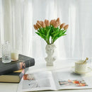 Mandy's Artificial Tulips 20 Stems Light Brown PU Faux Flowers for Wedding Home Decor 13.5 Inch by CozyNest Decor