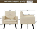 Yaheetech Mid-Century Accent Chairs, PU Leather Modern Upholstered Living Room Chair, Cozy Armchair Button Tufted Back and Wood Legs for Bedroom/Office/Cafe Beige 2PCS by CozyNest Decor