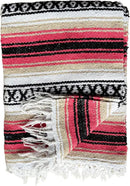 Del Mex Classic Mexican Blanket, Large Authentic Woven Falsa Throw (70"x50"), Artisan Southwest Décor for Beach, Yoga, Outdoors (Pink/Tan) by CozyNest Decor