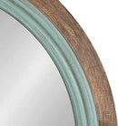 Kate and Laurel Palmer Rustic Farmhouse Round Wooden Mirror, 26 Inch Diameter, Blue and Rustic Brown, Modern Circle Decorative Wall Mirror with Paint Distressing by CozyNest Decor