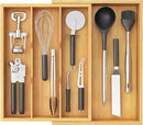 Lifewit Utensil Drawer Organizer, Expendable Cooking Silverware Tray for Kitchen Drawer, Bamboo Adjustable Cutlery Flatware Holder, Spatula Tools and Gadgets Storage Divider, 4 Compartments, Natural by CozyNest Decor
