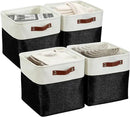 DECOMOMO Storage Cubes, 11x11 Cube Storage Bins, Baskets for Shelves (Black & White, Cube 11" - 4 Pack) by CozyNest Decor
