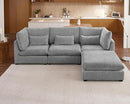 Oversized Modular Sofa, Extra Deep Cloud Chenille Sectional Couch with Ottoman Chaise, Fluffy Chenille 4 Seat L-Shaped Sofa for Living Room, Villa (L Shape 4 Seater, Chenille Grey) by CozyNest Decor