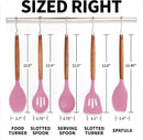 Zulay Kitchen Non-Stick Cooking Utensils Set with Authentic Acacia Wood Handles – 5-Piece Durable & Stylish Silicone Kitchen Utensils Set – Heat Resistant to 464°F – Pink by CozyNest Decor