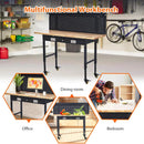 60'' Adjustable Workbench, Heavy Duty Workbench with Drawer and Backplate, 2000 LBS Capacity Work Table with Power Outlet and Lockable Wheels, Suitable for Office, Garage, Workshop by GreenHaven Gardens