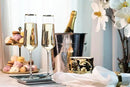 Gold Rim Champagne Gift Glasses | Set of 2 | Crystal Square Toasting Flutes for Bride and Groom, Wedding, Anniversary, Birthday | Elegant Long Stemmed Glassware for Sparkling Wine, Prosecco by CozyNest Decor