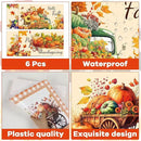 Thanksgiving Placemats Set of 6 Fall Plastic Table Mats Thanksgiving Day Place Mat Autumn Harvest Place Mats Washable Rustic Pumpkins Table Decoration for Indoor Outdoor Party Kitchen Dining by CozyNest Decor