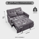 Convertible Sofa Bed, 3 in 1 Pull Out Couch, Loveseat Sleeper with Side Pocket, Living Room Sofa with Adjustable Backrest | USB Charging Port | Two Pillows | Towel Fabric | Dark Gray by CozyNest Decor