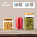 42oz & 27oz - 4 Pack Square Glass Jars with Bamboo Lids, Glass Food Storage Containers with Airtight Lids for Kitchen, Air Tight Pantry Storage Containers for Cereal, Pasta, Rice, Sugar, Coffee, Spice by CozyNest Decor