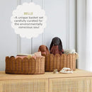 BEBE BASK Premium Scalloped Basket Set Of 2 - Scallop Basket - 16 x 10 x 7 Inch - Hand-Woven Elegant Wicker With Scalloped Edge - Nursery Storage (Mocca) by GreenHaven Gardens