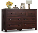 WLIVE Farmhouse Dresser for Bedroom, 51.18'' Wide 7 Drawer Wood Dresser, TV Stand for 65 inch TV, Wooden Chest of Drawers for Bedroom, Modern Clothes Organizer for Living Room, Hallway, Rustic Brown by CozyNest Decor