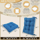 BUYUE Chair Cushion Set for Rocking Chair, Back Pillow & Seat Cushion with Ties, Original Woven Fabric Non-Slip Chair Pads for Elderly Sitting, Blue by CozyNest Decor