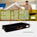 HOMELUX THEORY 2pc Low Profile Under Bed Storage Containers, Thin Under Couch Storage Organizer with Bins & Lids, Underbed Storage Box Ideal for Seasonal Clothes, Blankets, Fabric & Shoes (Black) by CozyNest Decor