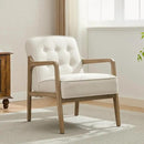 Linen Accent Chair, Mid Century Modern Chair for Living Room, Upholstered Comfy Lounge Armchair with Solid Wood Frame, Reading Side Chair for Bedroom,105°Ergonomic Comfort, White by CozyNest Decor