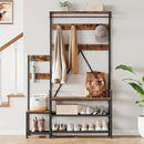 IDEALHOUSE Hall Tree with Bench and Shoe Storage Parent-Child Coat Rack Shoe Bench Industrial Coat Tree Entryway Large Organizer with Shoe Rack, Storage Cubbies, Hooks, and Top Shelf by CozyNest Decor