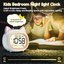 Kids Alarm Clock with Night Light for Kids, Small Digital Alarm Clocks for Bedrooms, Routine Builder, Cute Cat Alarm Clock with Sleep Training, Snooze, 12/24H, Date & Day, Temperature, USB Port by TinyTreasures Baby Boutique
