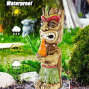 13" Tall Solar Torch Tiki Garden Statue, Resin Large Tiki Decor Figurine with Solar Lights, Hawaiian Tiki Man, Outdoor Patio Yard Lawn Bar Party Beach Pool Pond Decoration, Valentine's Day Gift by GreenHaven Gardens