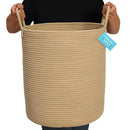 OrganiHaus Large Woven Baskets for Storage 15x18, Cotton Rope Baskets for Storage, Tall Blanket Basket for Living Room, Nursery Laundry Basket, Big Basket for Toys, Basket for Blankets, Honey by TinyTreasures Baby Boutique