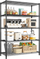 5 Tier Storage Shelves 71"H Wire Shelving Adjustable Metal Shelving,1000LBS Pantry Shelves Sturdy Steel Wire Shelf for Kitchen Commercial Pantry Garage Warehouse ,71"H X35.5"W X13.8"D, Black by CozyNest Decor