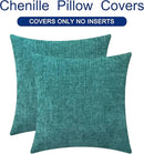 CaliTime Throw Pillow Covers Decorative 22 X 22 Inches Pack of 2 Cozy Chenille Cushion Cases for Couch Sofa Bed Living Room Home Teal by CozyNest Decor