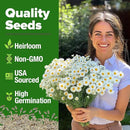 HOME GROWN 𝗨𝗦𝗔 𝗣𝗥𝗘𝗠𝗜𝗨𝗠 German Chamomile Seed Pack – 2,280 𝗡𝗢𝗡-𝗚𝗠𝗢 Heirloom Seeds for Planting for Sustainable Gardens and Soothing Medicinal Herbal Teas (Matricaria chamomilla) by GreenHaven Gardens