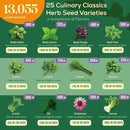 25 Culinary Classic Herb Seeds Variety Pack - 13,055+ Non-GMO Heirloom Herbs Seeds for Planting Indoor & Outdoor: Lavender, Rosemary, Dill, Mint, Catnip, Basil - Gardening Seeds Packets by GreenHaven Gardens