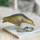 NACH Crow Decor, 10 x 3.5 x 6 inch, Cast Iron Antique Gold Raven Statue, Raven Decor for Outside - Head Down Crow Statue by GreenHaven Gardens