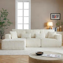 HYJT-H&K Modular Sectional Sofa Cloud Sectional Couch, 107" Comfy Fluffy L Shaped White Couches for Living Room, Deep Seat Memory Foam Plush Corduroy Boneless Couch Sectionals Left Facing Chaise Sofa by CozyNest Decor