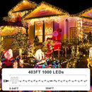 KNONEW 403FT 1000 LED Christmas Lights Outdoor String Lights 8 Modes & Timer Fairy Light Plug in Waterproof LED String Lights for Xmas Yard Tree Wedding Party Holiday Decorations (Warm White) by GreenHaven Gardens