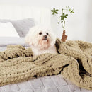 Amélie Home Chunky Knit Throw Blanket for Couch, Soft Chenille Crochet Blanket for Sofa, 50"x60", Beige by CozyNest Decor