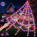 Halloween Spider Web Lights 550 LED Lighted Spider Web 16.4Ft Giant Halloween Decorations Light up with 8 Lighting Modes Waterproof & Timer for Indoor Outdoor House Haunted Yard Decor, Purple & Orange by CozyNest Decor