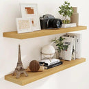 48 Inch Floating Shelves Set of 2, Rustic 48 x 9 Floating Shelf for Wall, 9 Inch Deep Bookshef Invisible Bracket, Wall-Mounted Deep Shelving for Bedroom, Kicten, Living Room, Oak Color by CozyNest Decor
