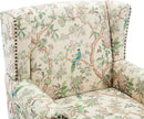 UIXE High Back Floral Accent Chairs Set of 2, Fabric Upholstered Armchair for Living Room, Retro Printed Wingback Arm Chair Rivet Trimed Single Sofa Bedroom Reading Seat - Bird by CozyNest Decor