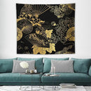 HZOHNAGO Japanese Tapestry Gold Flowers Umbrella Fan Pattern Printed Wall Tapestry Painting Wall Hanging for Bedroom Living Room Dorm 60" W x 50" H by CozyNest Decor