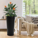 KOL 28" H. Tall Metal Cone Planters with Inside Pots 2-Pack, Black Hand-Hammered Large Decor Planter for Deck, Patio, Porch - Handcrafted Flower Pot - with Water Level Indicator - Indoor Outdoor Use by CozyNest Decor