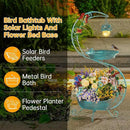 Bird Bath for Outside with Solar Lamp, 36" Birdbaths for Outdoors with Planter Flower Pot, Metal Bird Bath Bowl for Garden Yard Decor (All Blue Green) by GreenHaven Gardens
